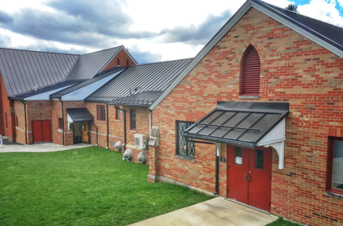 Zehr Building Lutheran Church standing seam metal roof replacement